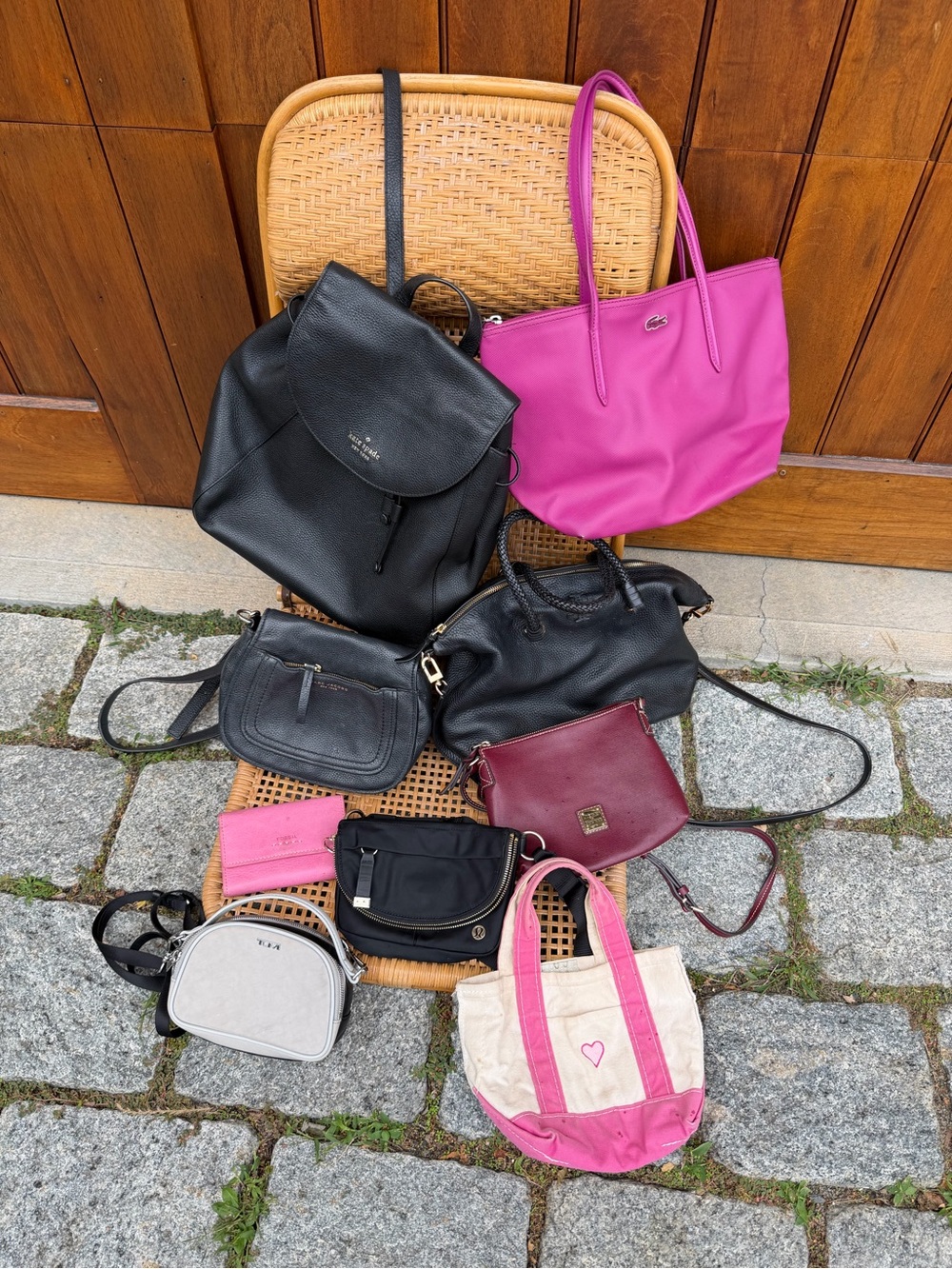 Adorable Black/Pink Designer Bundle of 9- Tory Burch, Lacoste, Tumi, Marc Jacobs